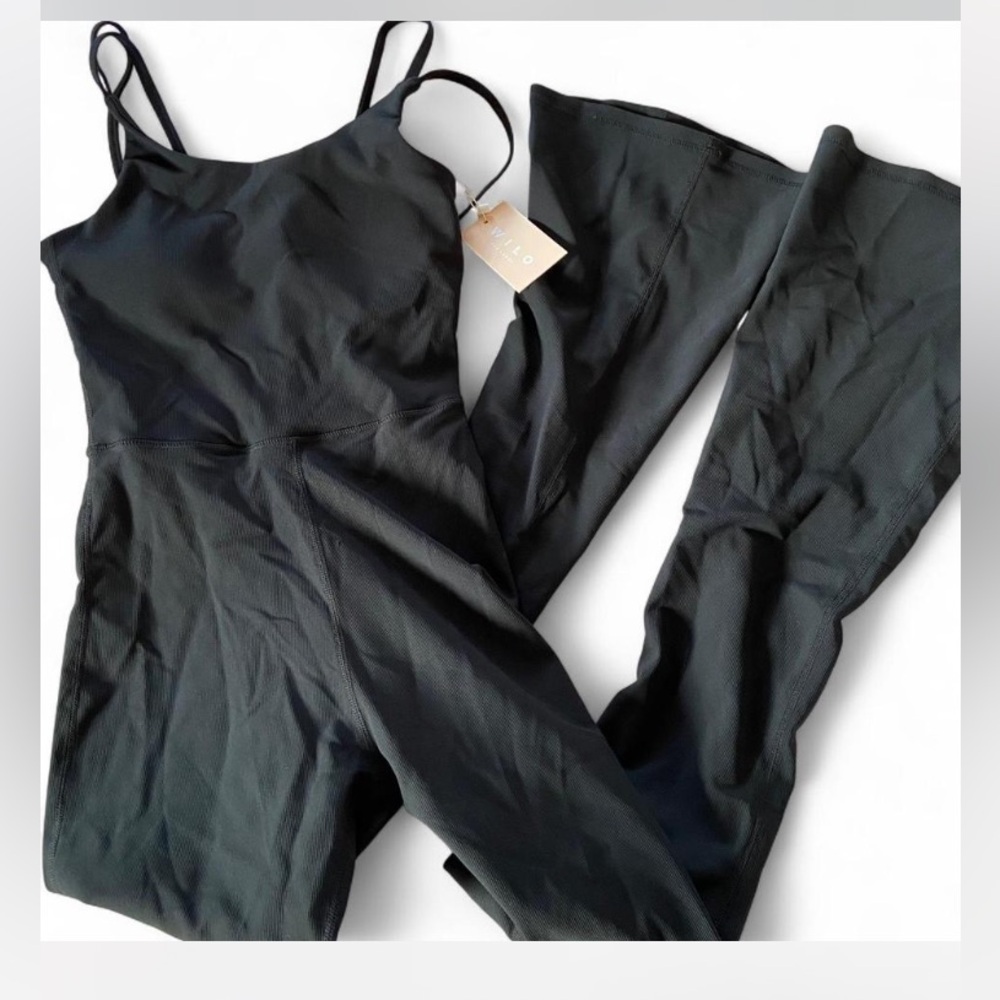 WILO Black Jumpsuit flared with Spaghetti Straps. NWT